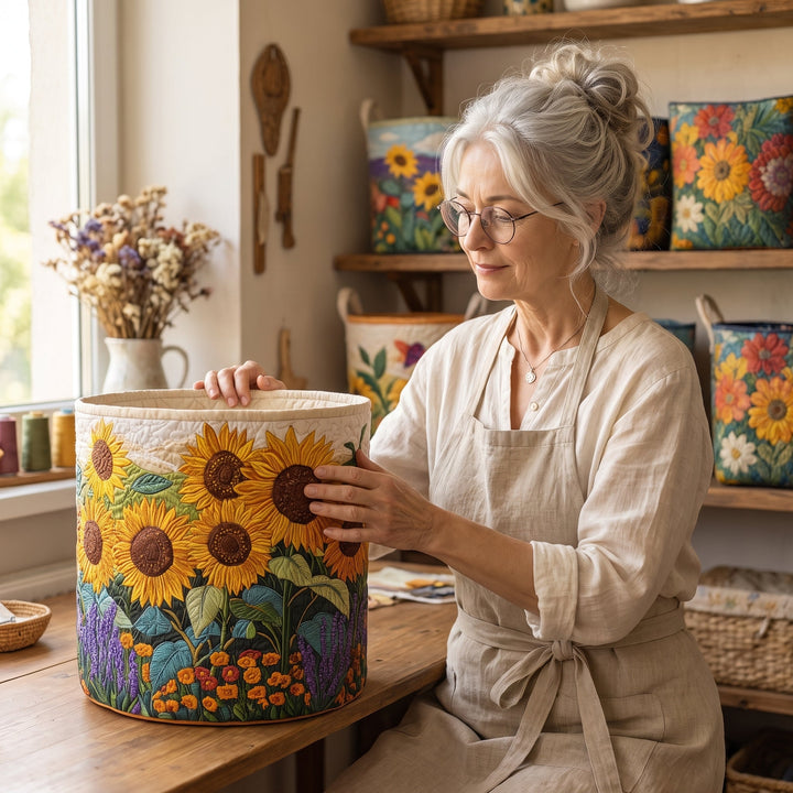 Sunflowers | Quilted Laundry Basket
