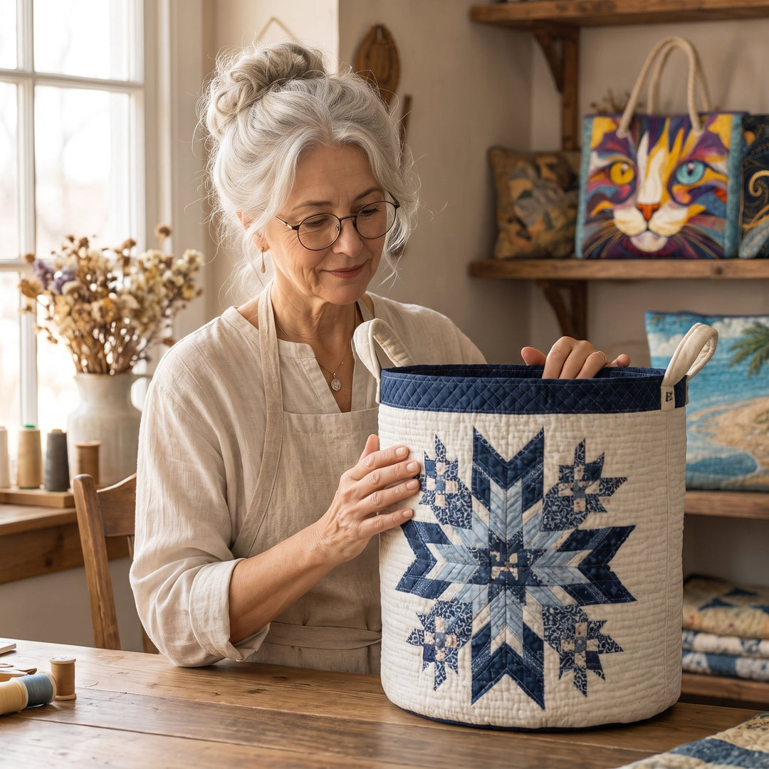 Snowflake | Quilted Laundry Basket
