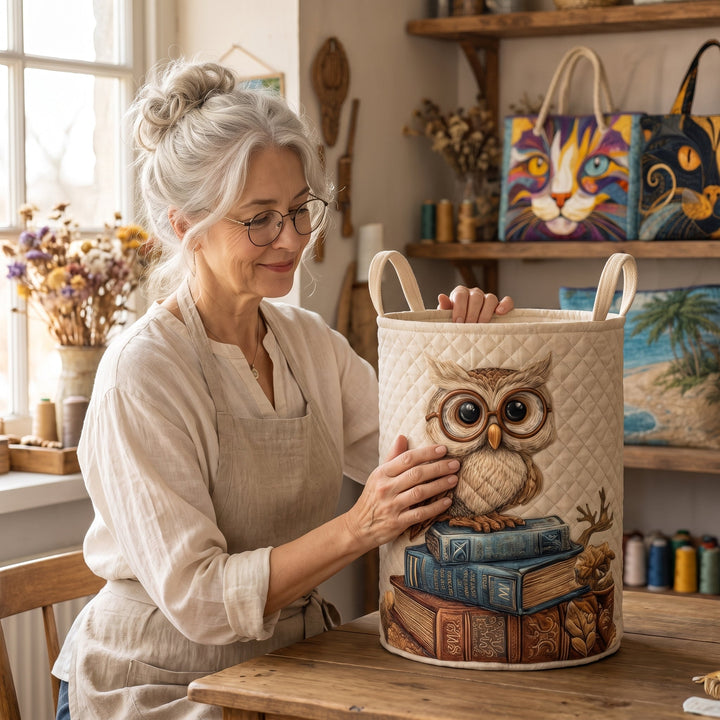Owl Quilted Laundry Basket