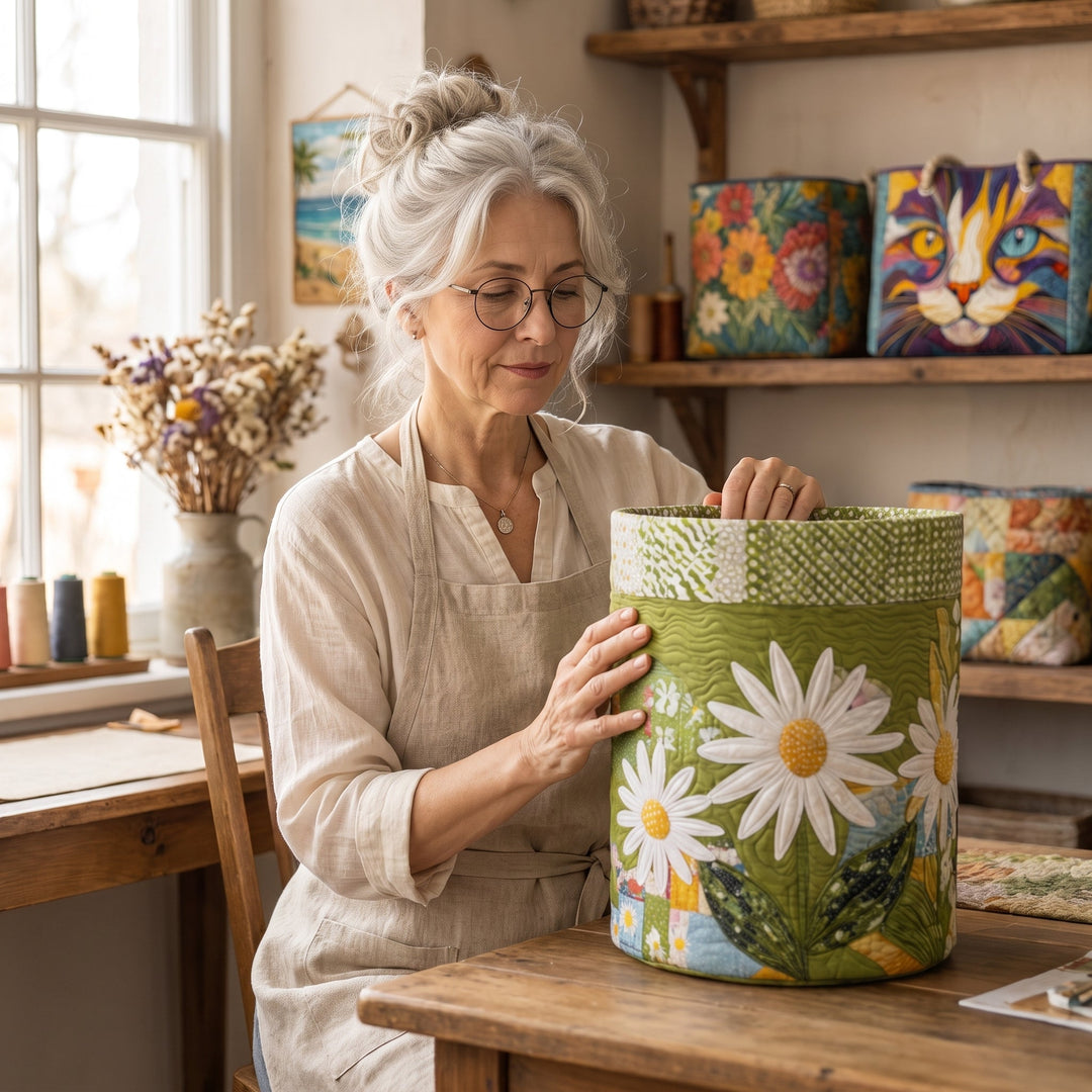 Sunny Stems | Quilted Laundry Basket