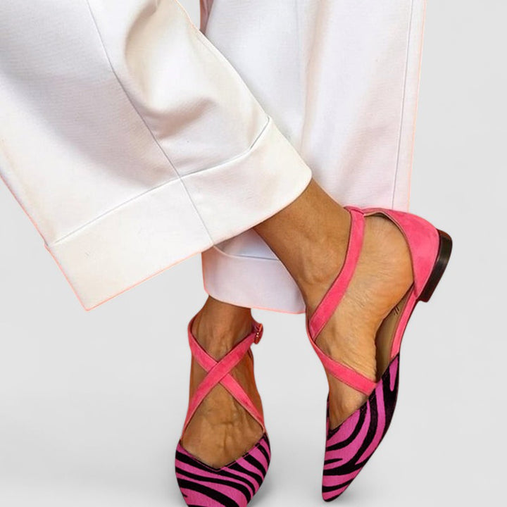 Fiona - Zebra Print Cross-Strap Sandals