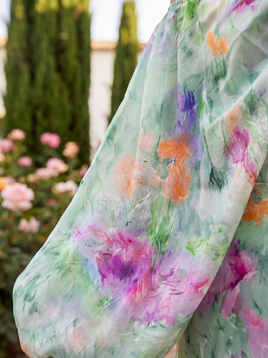 Clodagh - Watercolour Print Off-Shoulder Dress