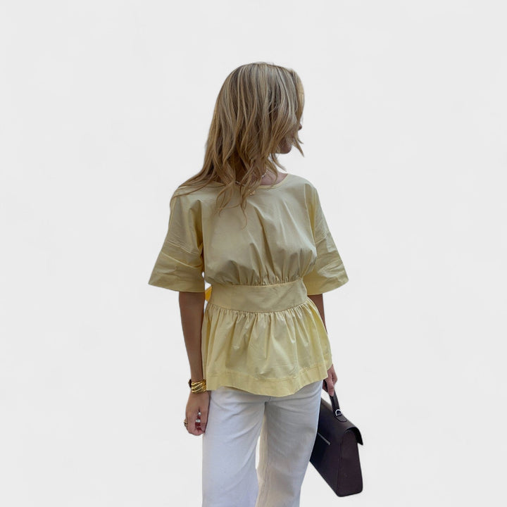Emer - V-Neck Open Back Blouse