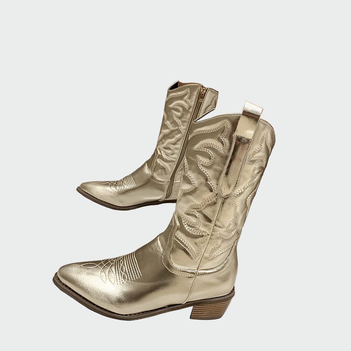 Meadhbh - Shimmering Pink Metallic Ankle Boots