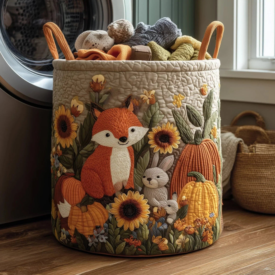 Fox and Friends | Quilted Laundry Basket