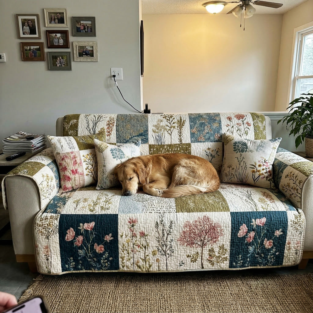 Country Blossom Quilted Sofa Protector