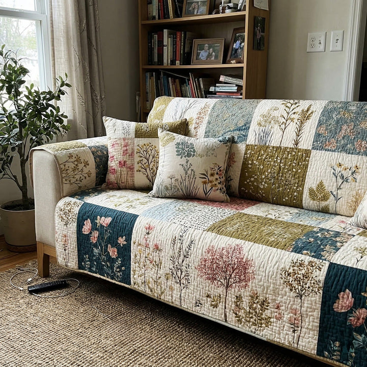 Country Blossom Quilted Sofa Protector