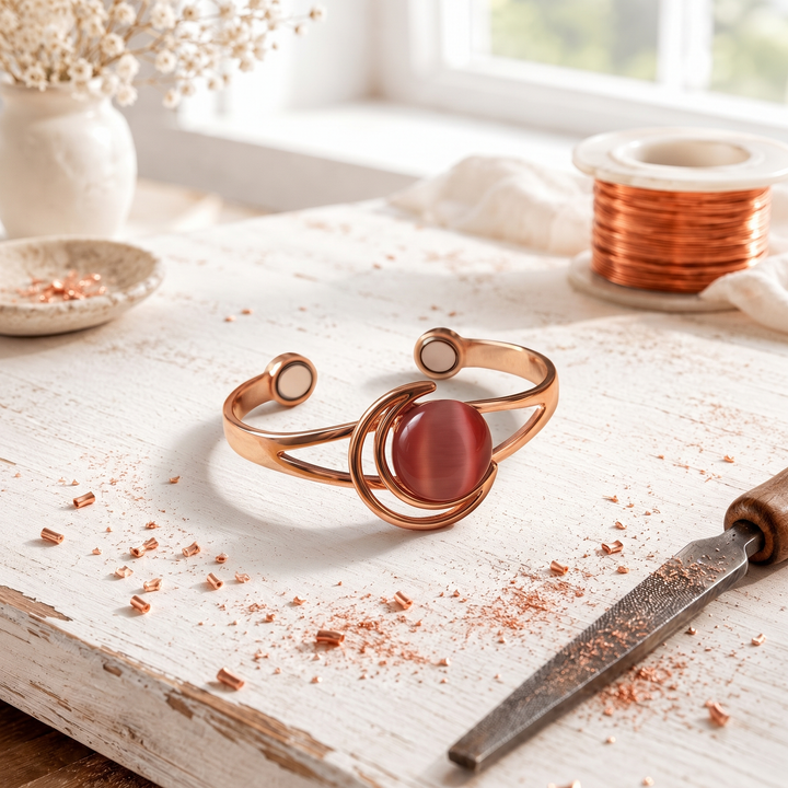 Hearth Pink Stone Copper Bracelet