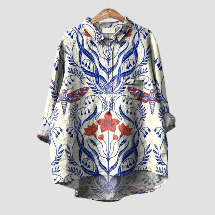 Caoimhe - Blue Canine Print Blouse
