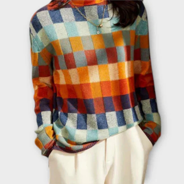 Tara - Checkered Turtleneck Jumper