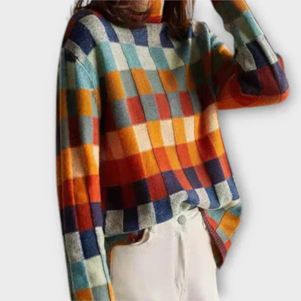 Tara - Checkered Turtleneck Jumper