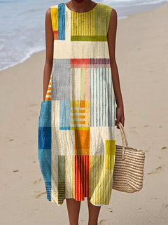 Ailionóra - Sleeveless Boho Midi Dress