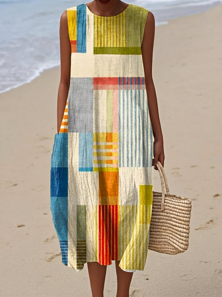 Ailionóra - Sleeveless Boho Midi Dress