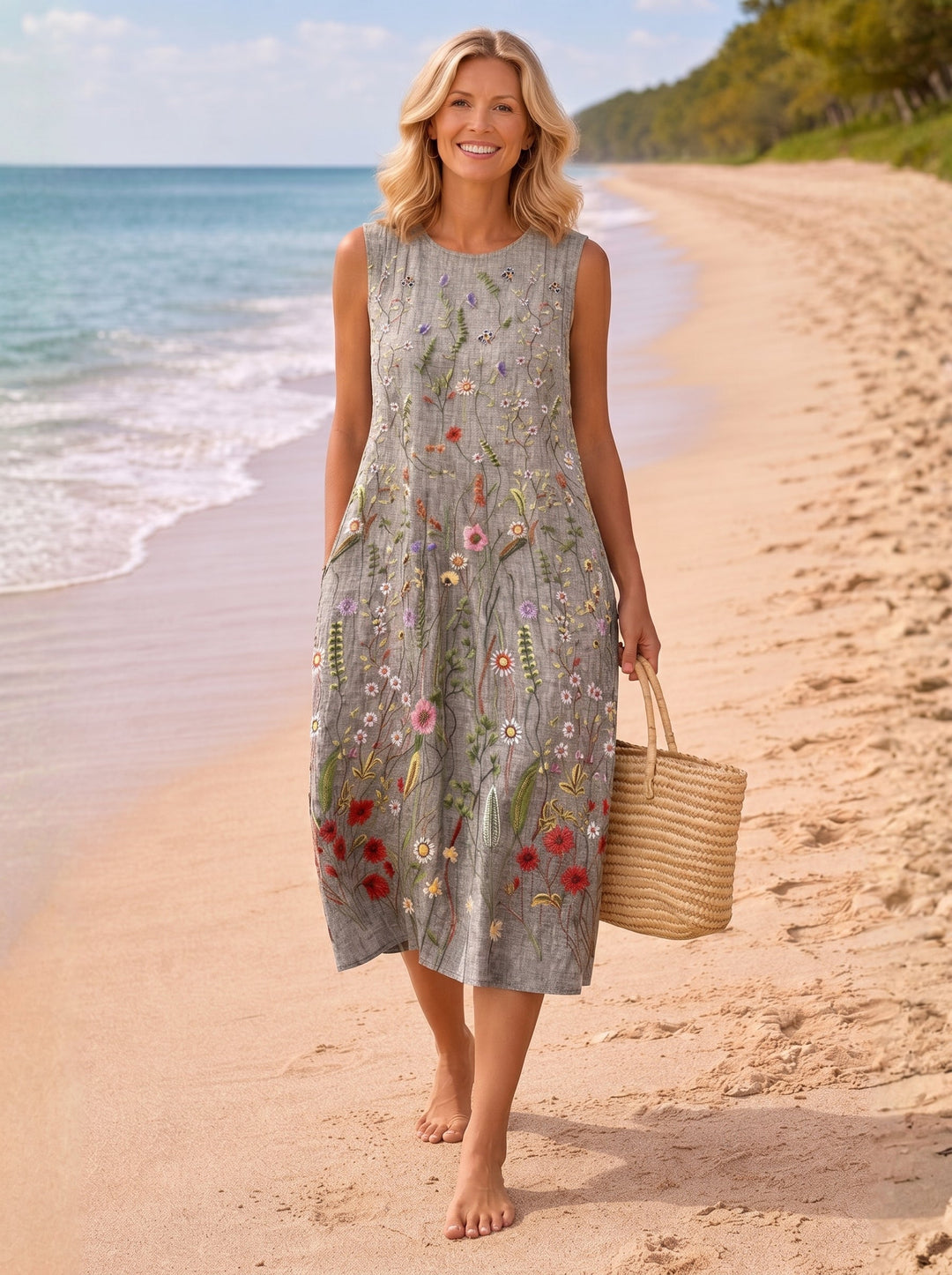 Bridget - Grey Midi Dress