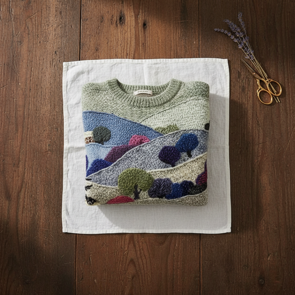 Rose – Blue & Green Sheep Landscape Jumper