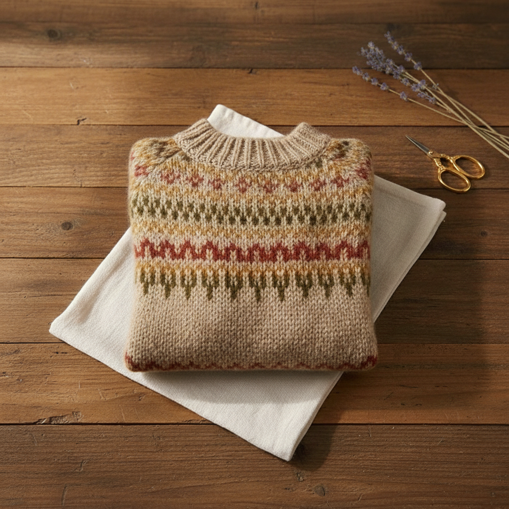 Daisy – Jumper with Brown Fair Isle Yoke