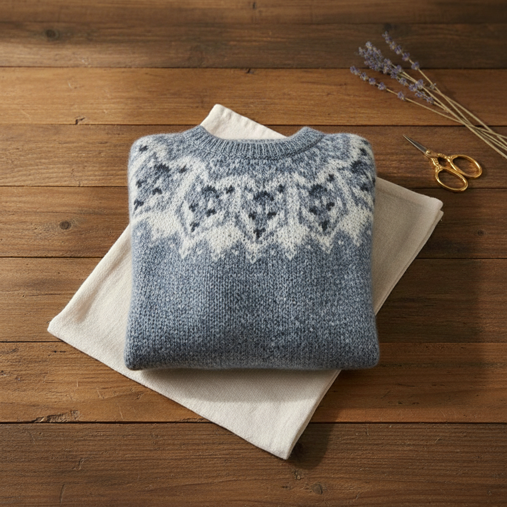 Rachel – Blue Wolf Pattern Jumper
