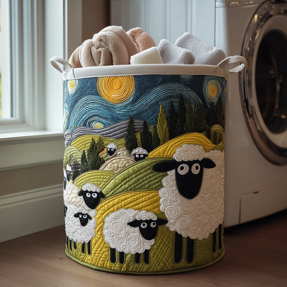 Lamb Meadow | Quilted Laundry Basket