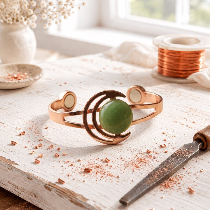 Lunara Green Stone Copper Bracelet