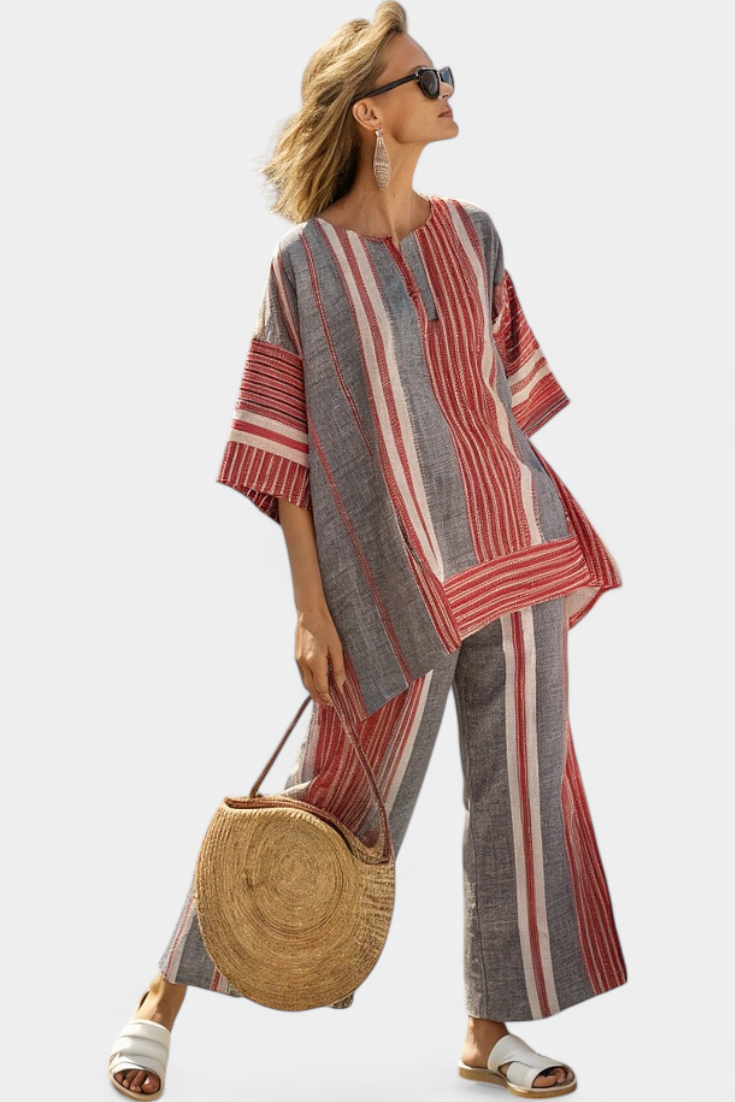 Saoirse - Elegant Striped Ensemble