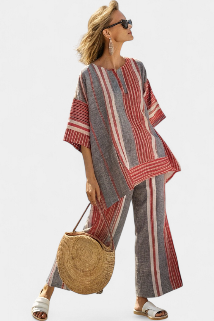 Saoirse - Elegant Striped Ensemble