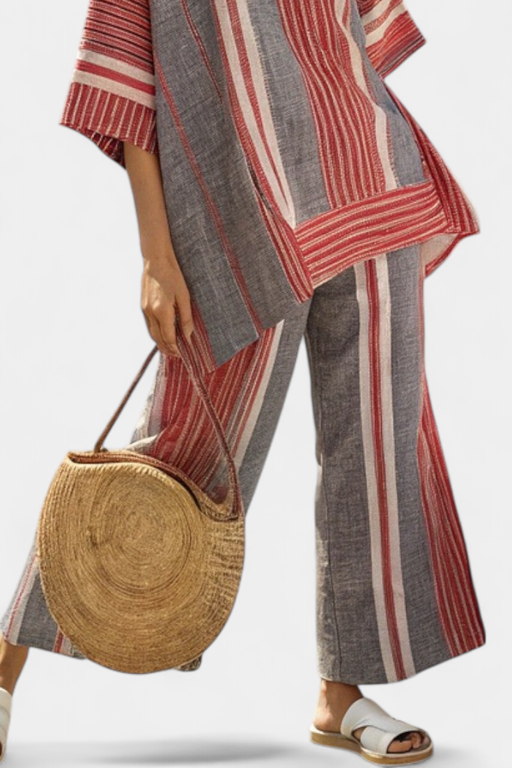 Saoirse - Elegant Striped Ensemble