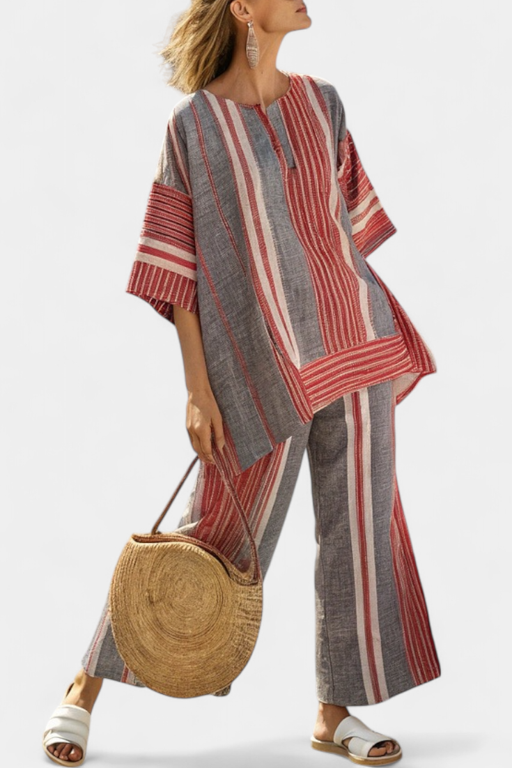 Saoirse - Elegant Striped Ensemble