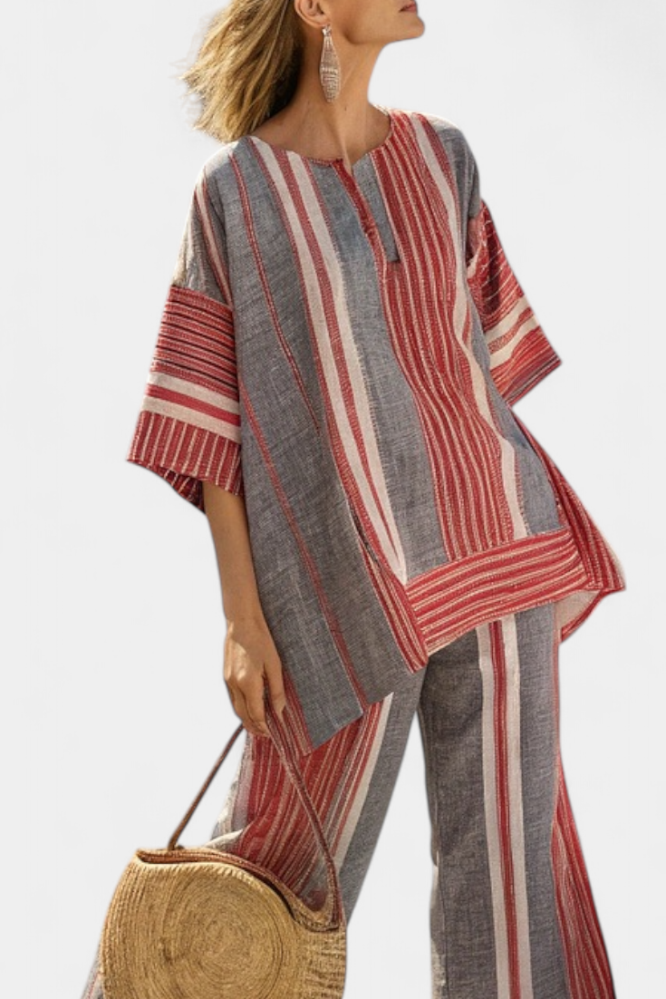 Saoirse - Elegant Striped Ensemble