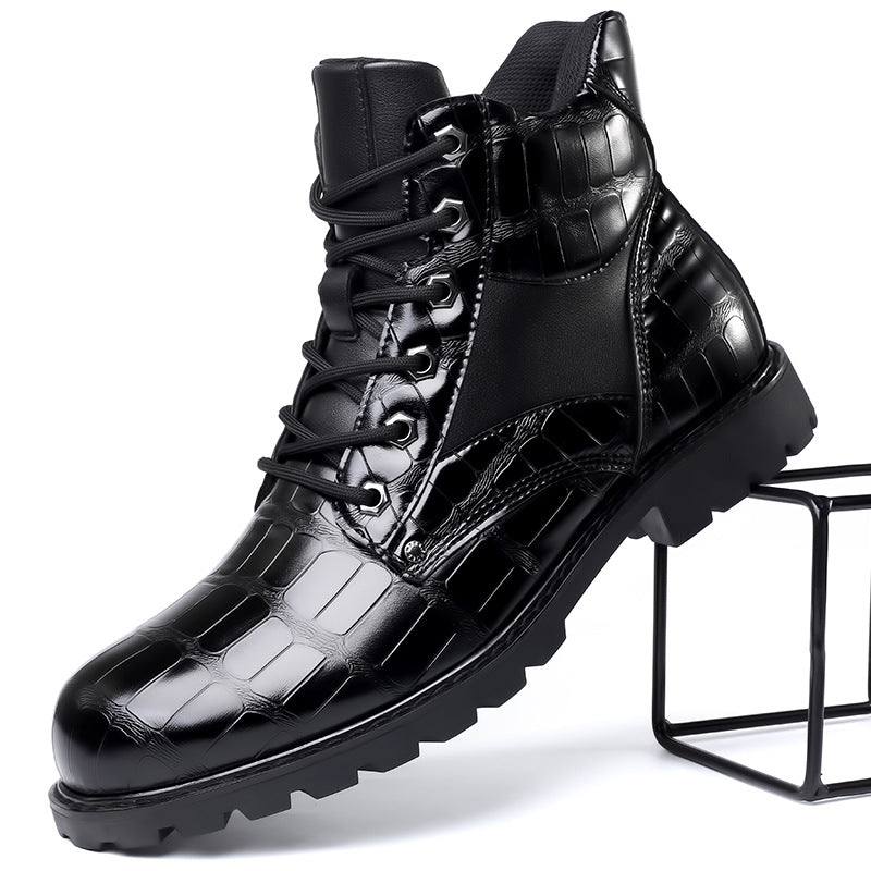 Killian - Chic Crocodile-Patterned Boots