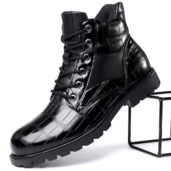 Killian - Chic Crocodile-Patterned Boots