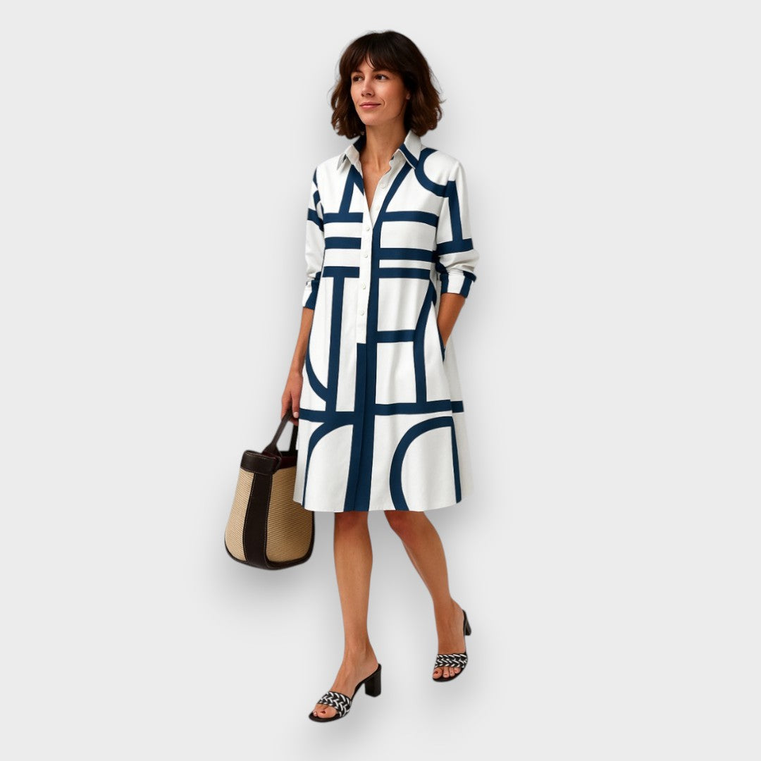 Fionnuala - Geometric Pattern Midi Dress
