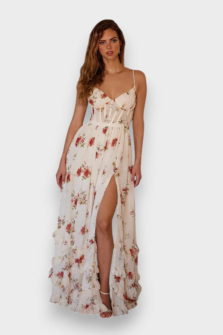 Brighid - Floral Print Midi Dress