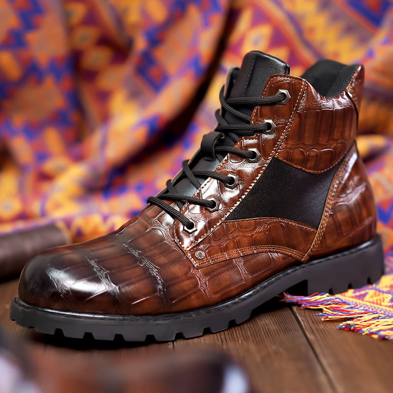 Killian - Chic Crocodile-Patterned Boots