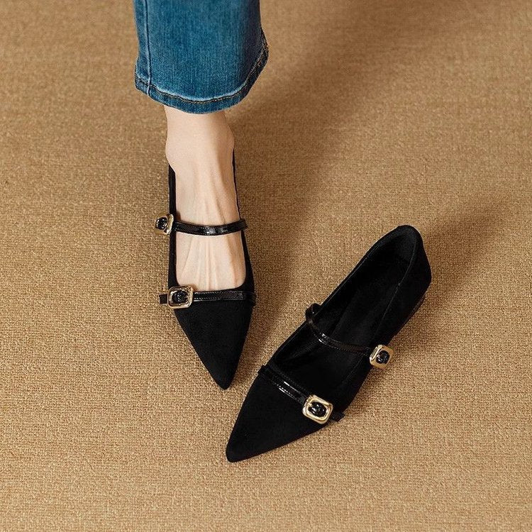 NUALA CORK | Juliette Pointed Double-Strap Mary Janes