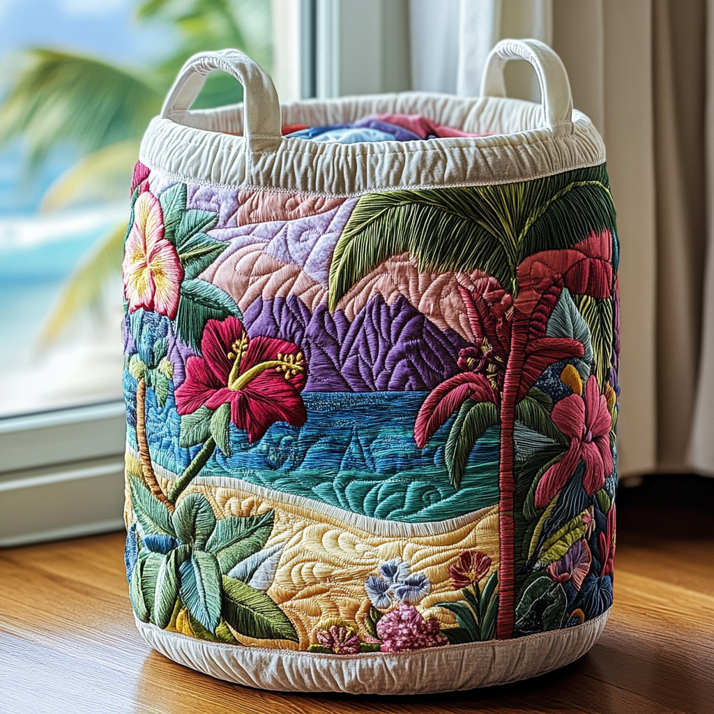 Ocean Bloom | Quilted Laundry Basket