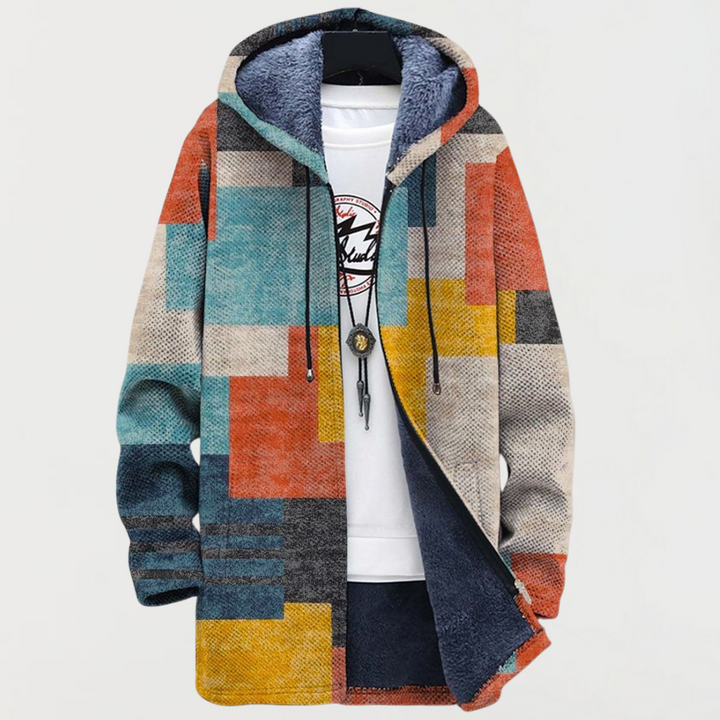 Niamh - Hooded Cardigan with Geometric Design