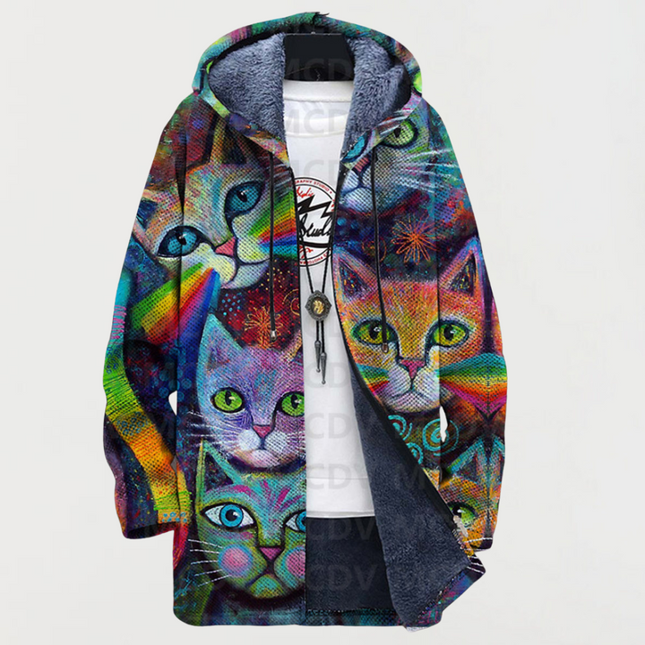 Sinéad - Cat Print Hooded Cardigan