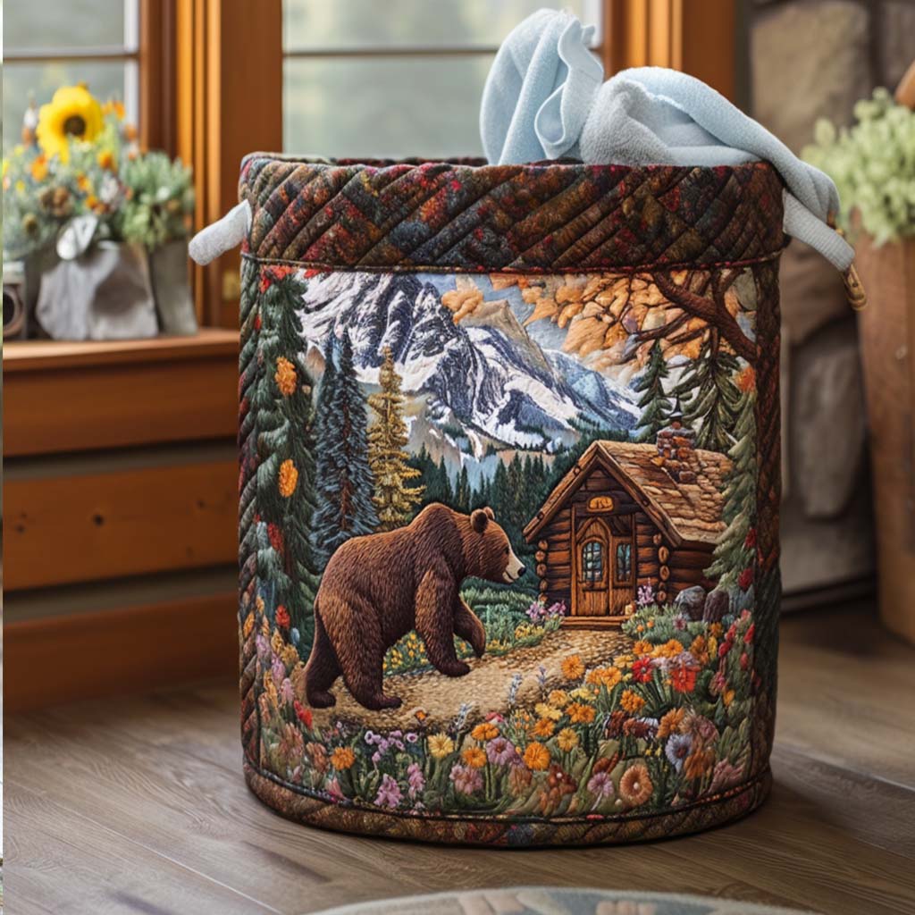 Bear's Cabin | Quilted Laundry Basket