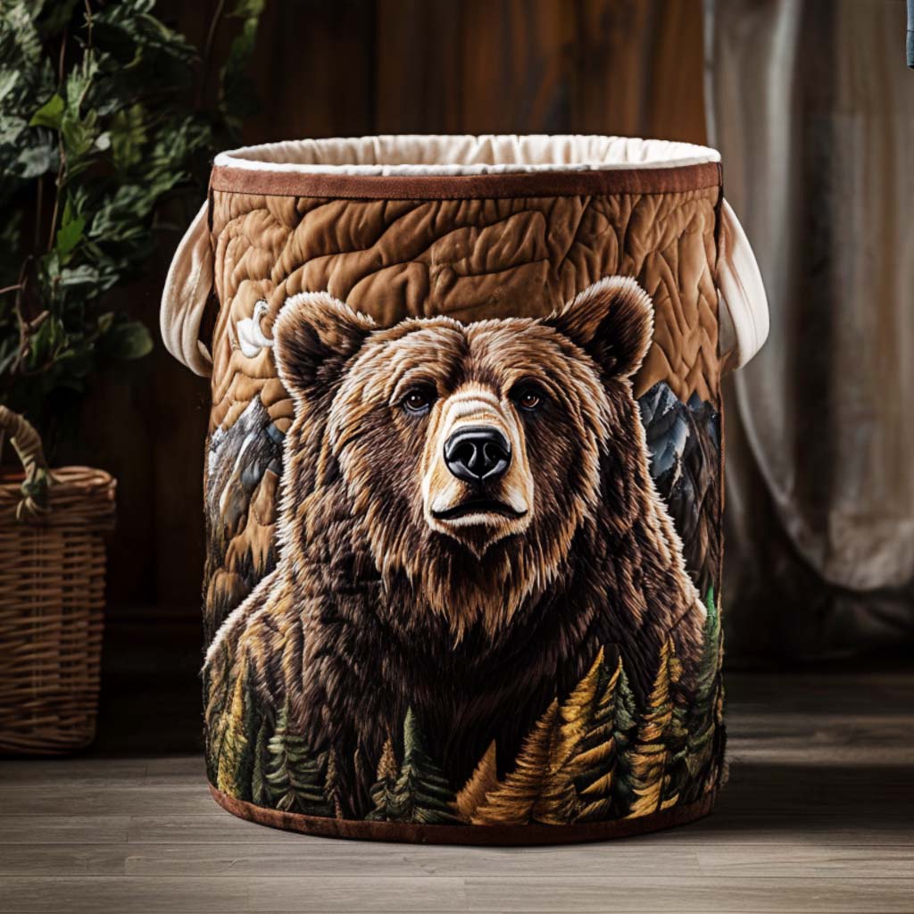 Bear's Forest Walk | Quilted Laundry Basket