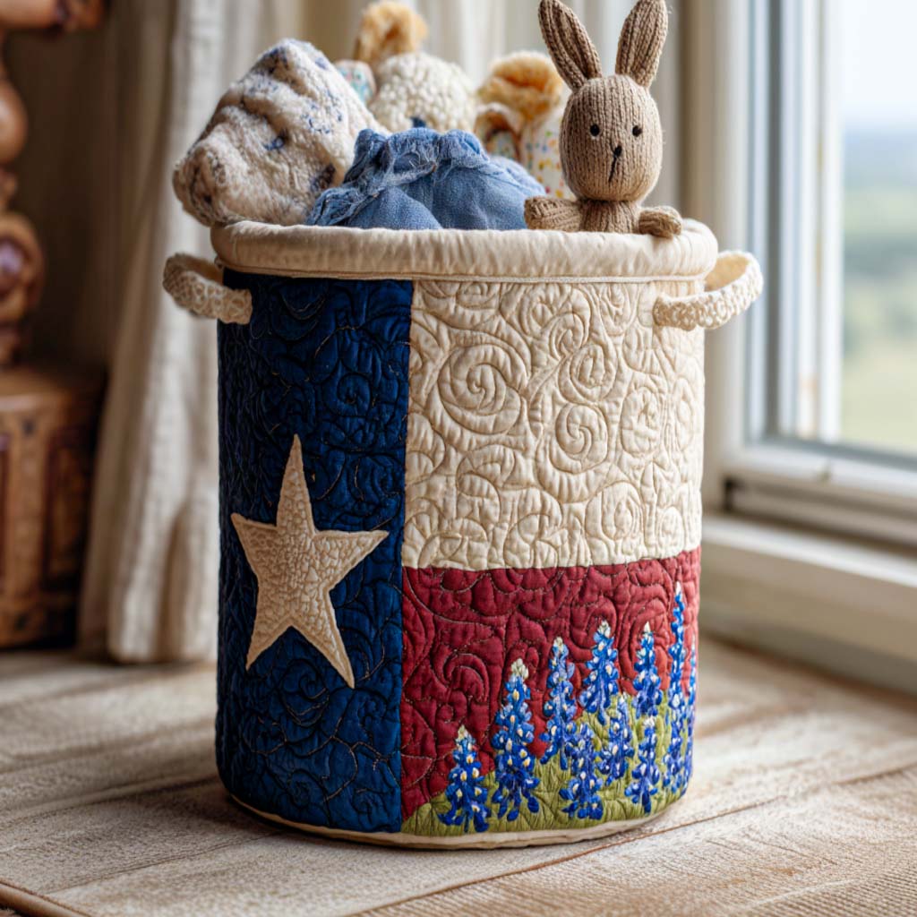 Blue Lupin | Quilted Laundry Basket