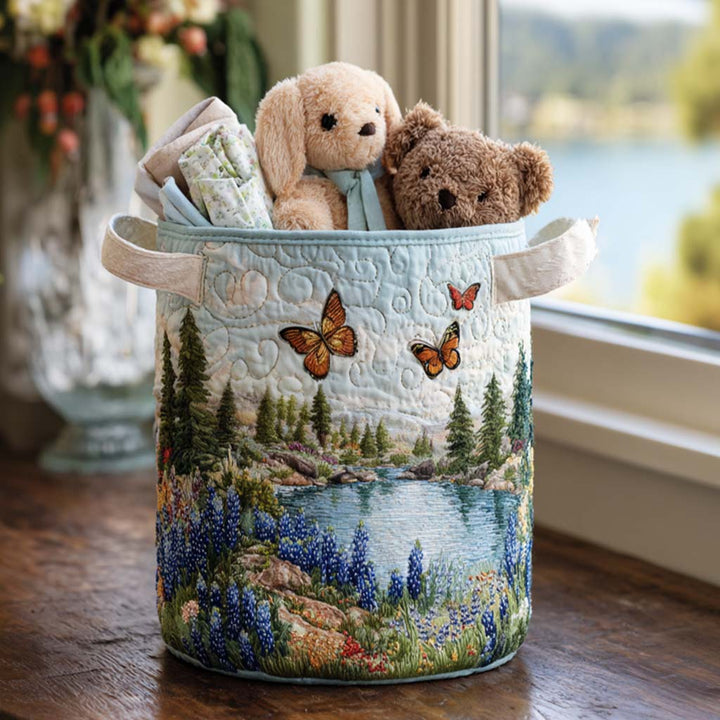 Blue Lupin | Quilted Laundry Basket