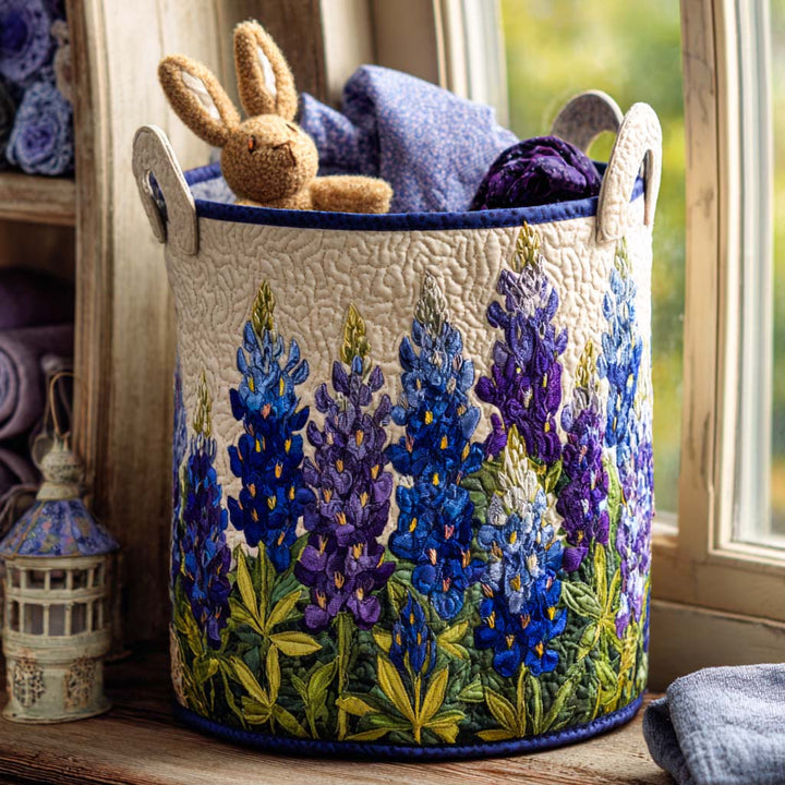 Blue Lupin | Quilted Laundry Basket