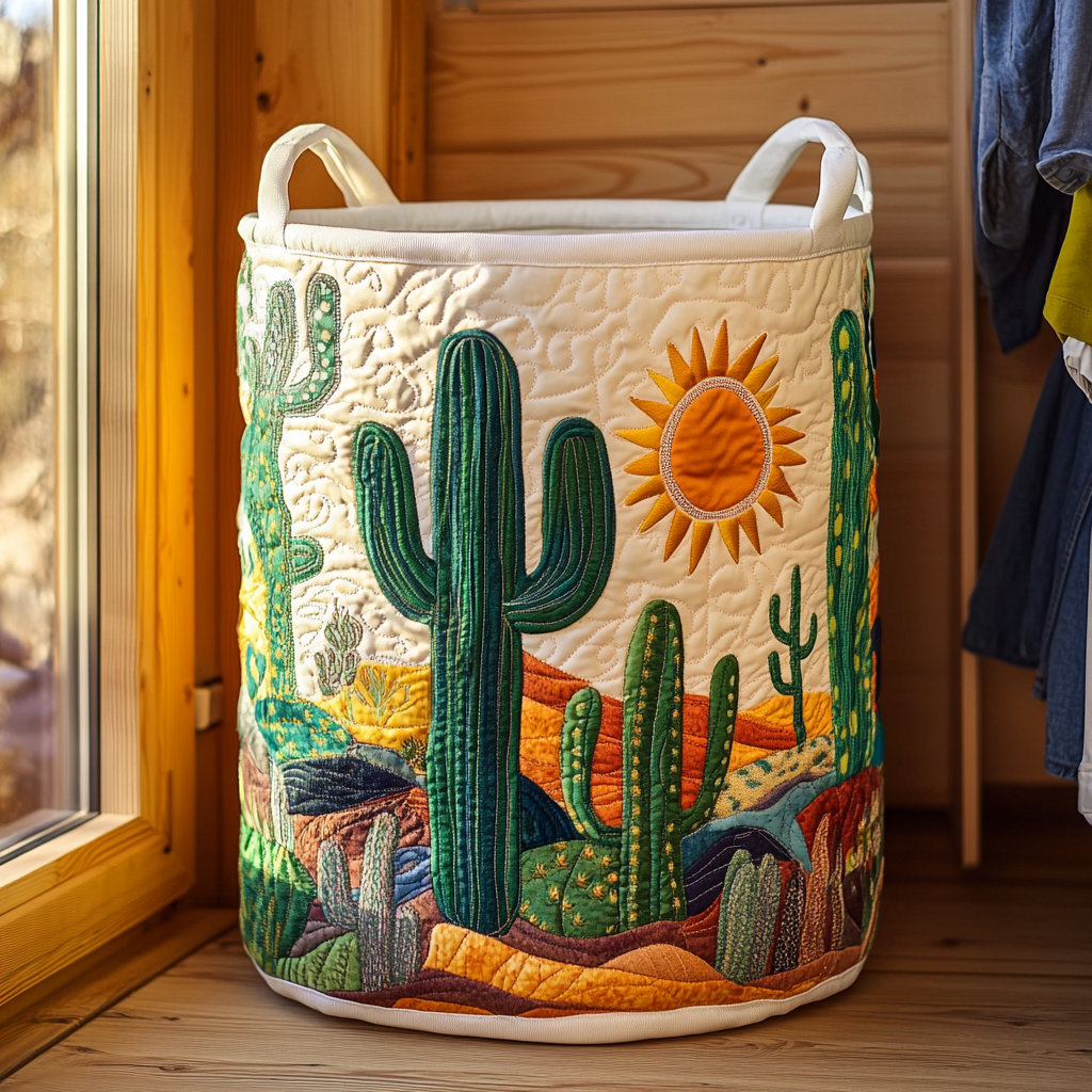 Cactus Horizon II | Quilted Laundry Basket