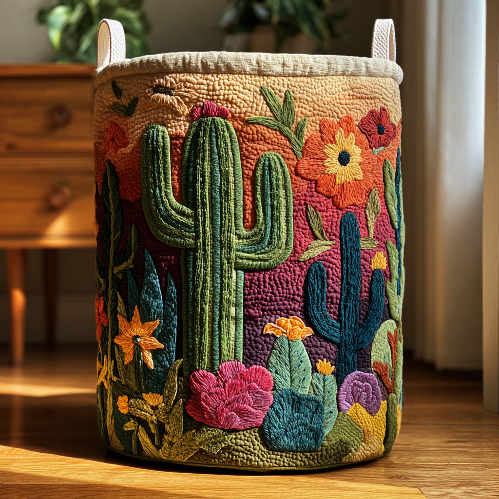 Cactus Horizon | Quilted Laundry Basket