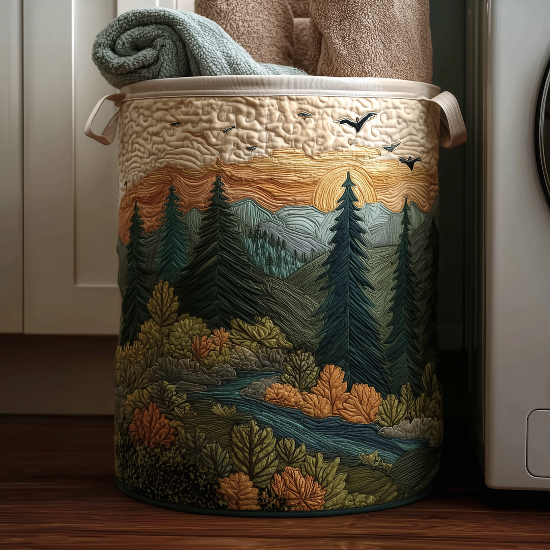 Calm Pines | Quilted Laundry Basket