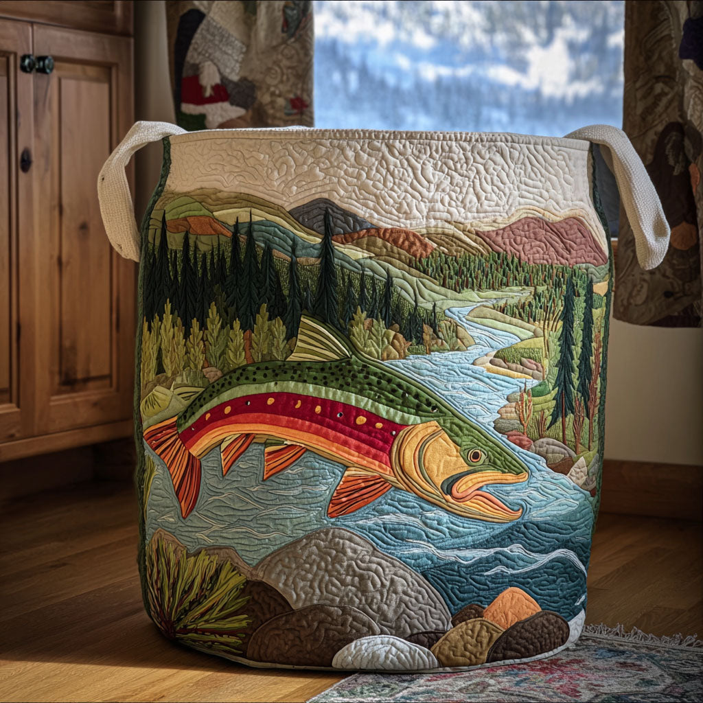 Calm Stream | Quilted Laundry Basket