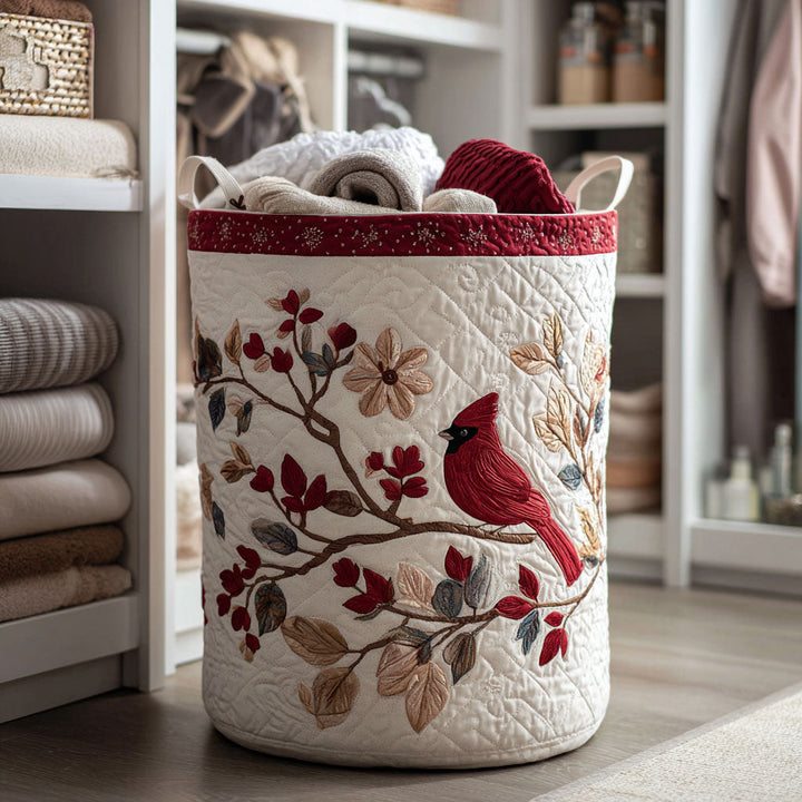 Carmine Leaves | Quilted Laundry Basket