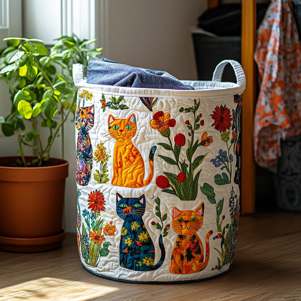 Cats | Quilted Laundry Basket