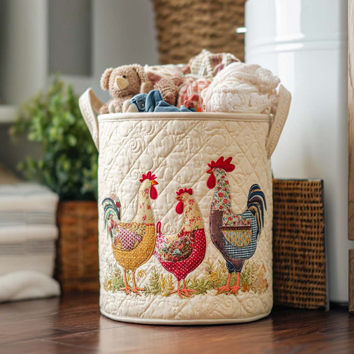 Cheerful Chicken Coop | Quilted Laundry Basket
