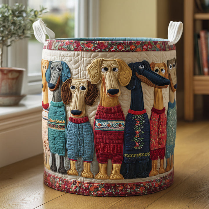 Cheerful Whiskers | Quilted Laundry Basket